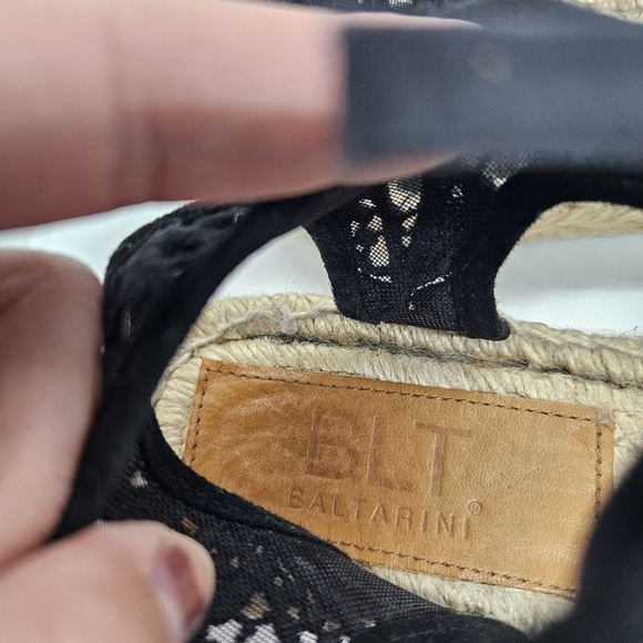 Baltarini BLT black lace open toe espadrille sandals EU 38 US 7 made in Spain - Picture 9 of 13